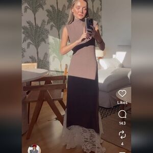 Zara Long Combination Lace Dress